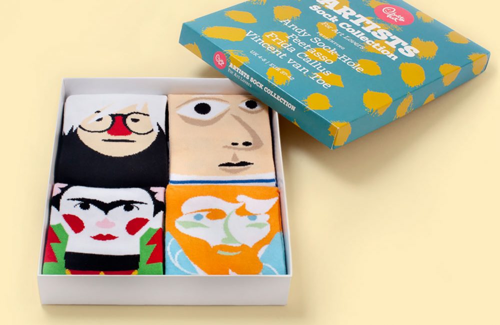 Set of 4 pairs of socks with artists faces