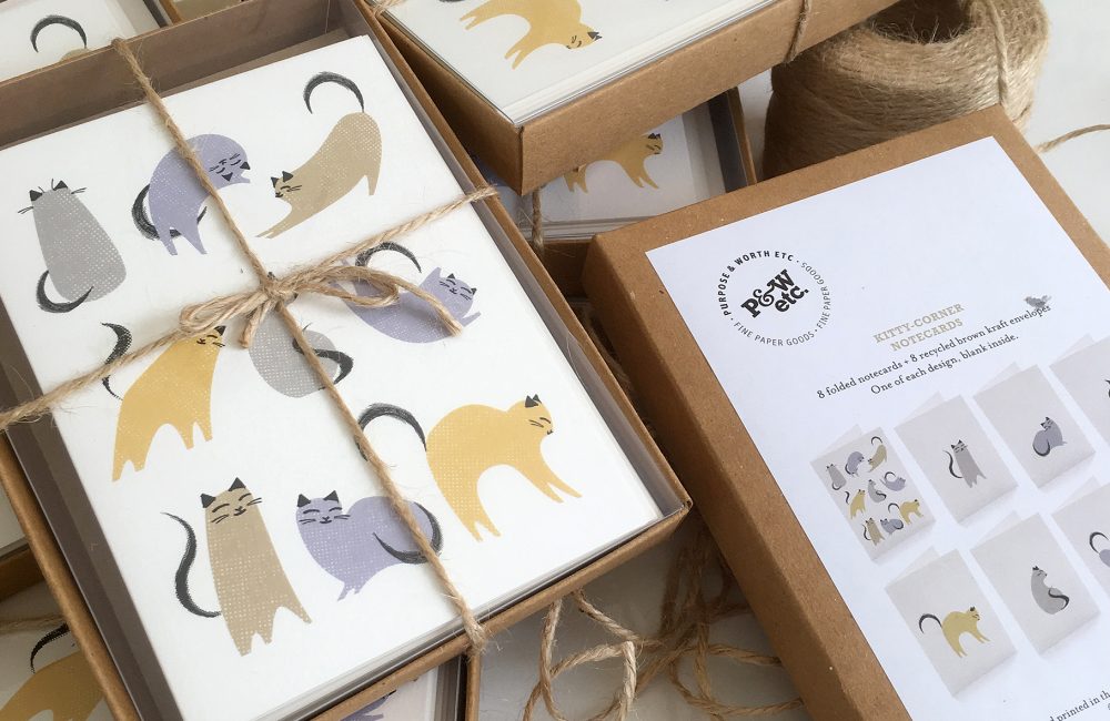 Boxes of cat greetings cards
