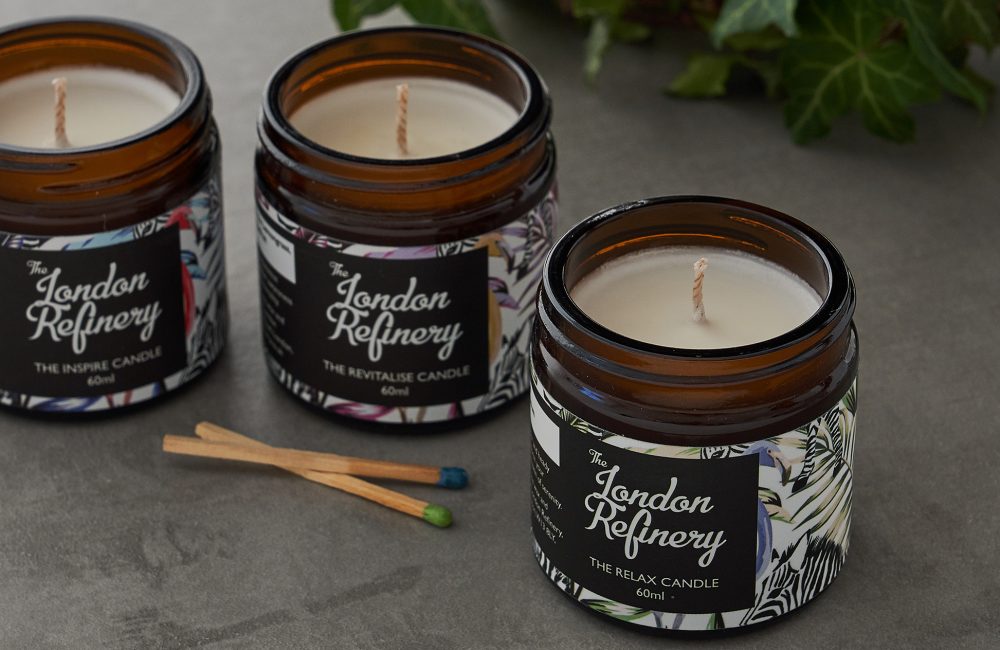 Set of three candles in jars