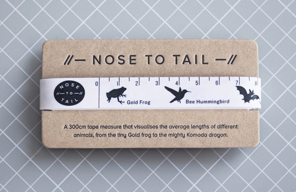 Tape measure with animal illustrations and sizes