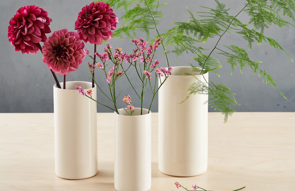 Set of three earthenware vases